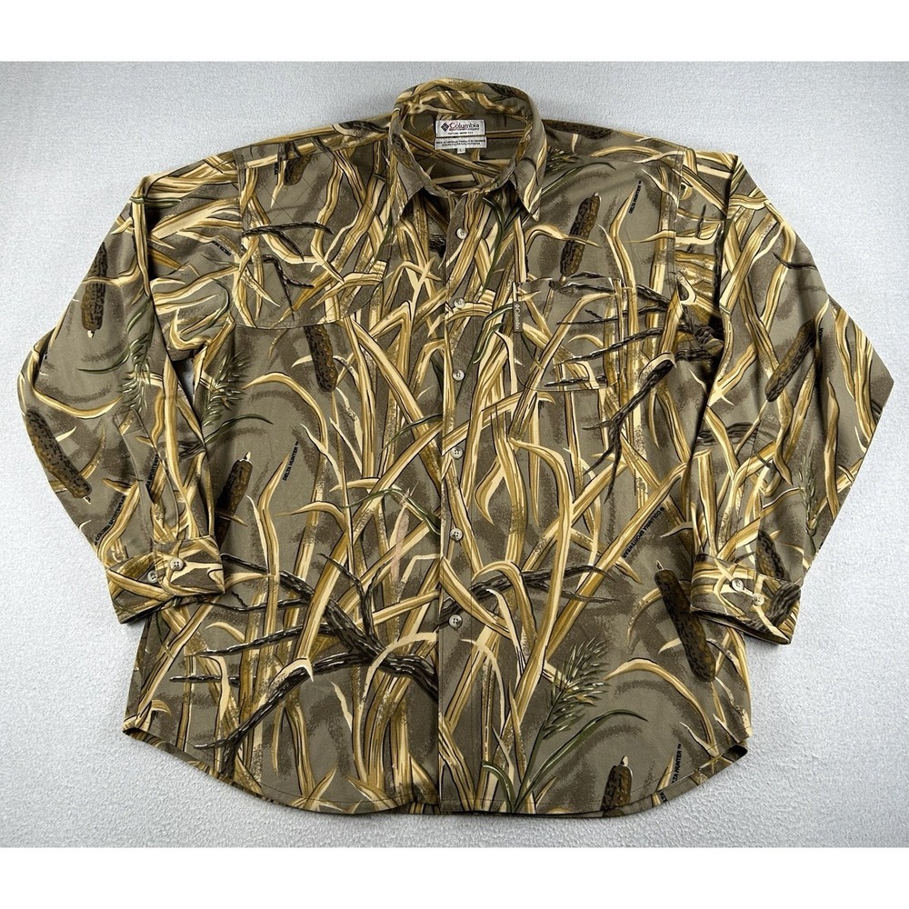 Columbia Mens Marsh Camo Button Up Long Sleeve Hunting Shirt Size LARGE - Picture 1 of 8